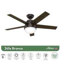 PACK X2 VENTILADOR DE TECHO HUNTER STILE BRONCE 46"