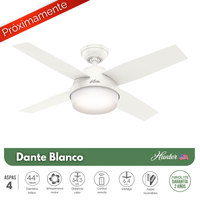 VENTILADOR DE TECHO HUNTER DANTE BLANCO 44"