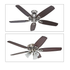 VENTILADOR DE TECHO HUNTER 52" MOD. BUILDER'S PLUS