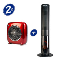 PACK CHIMENEA ELECTRICA HTV 200R + TERMOVENTILADOR VINTAGE ROJO HT RETRO 2000R