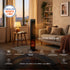 Calefactor tipo chimenea eléctrica de 2000W con control remoto y termostato ajustable, ideal para crear ambientes cálidos en salas de estar.