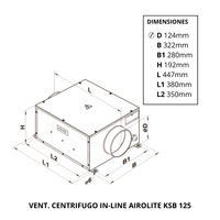 Ventilador Centrífugo en Línea Airolite KSB 125