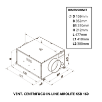 Ventilador Centrífugo en Línea Airolite KSB 160