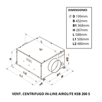 Ventilador Centrífugo en Línea Airolite KSB 200 S