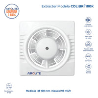 EXTRACTOR DE AIRE MODELO COLIBRI 100 K