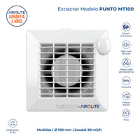 Extractor de Aire Punto MT100 Vortice - Airolite