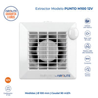 Extractor de Aire Punto M100 12V Vortice - Airolite