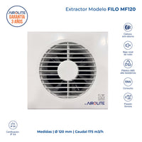 Extractor de Aire Filo MF120 Vortice - Airolite