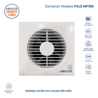 Extractor de Aire Filo MF150 Vortice - Airolite