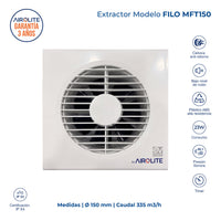 Extractor de Aire Filo MFT150 Vortice - Airolite