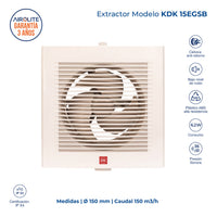 EXTRACTOR KDK 15 EGSB MURAL SILENCIOSO