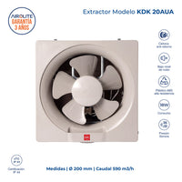 EXTRACTOR KDK 20AUA 8 CUADRADO CELOSIA