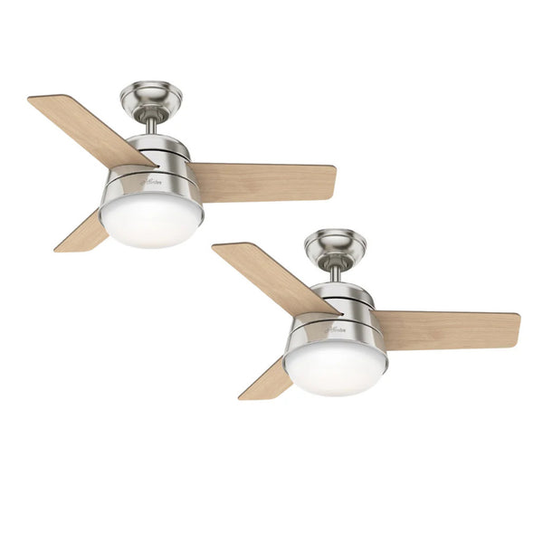 PACK 2 VENTILADOR TECHO HUNTER FINLEY 36" SILENCIOSO NIQUEL