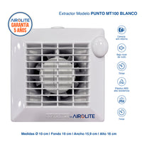 Extractor de Aire Punto MT100 Vortice - Airolite