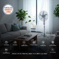 VENTILADOR PEDESTAL 16 AIROLITE V16P6R CONTROL REMOTO BLANCO