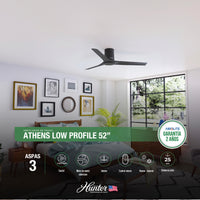 VENTILADOR DE TECHO HUNTER ATHENS LOW PROFILE 52"