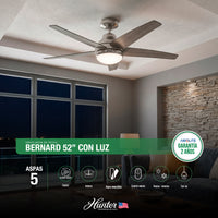 VENTILADOR DE TECHO HUNTER BERNARD 52”  CON LUZ