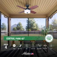 VENTILADOR DE TECHO HUNTER 42" MOD. CENTRAL PARK