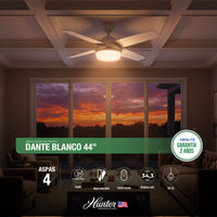 VENTILADOR DE TECHO HUNTER DANTE BLANCO 44"