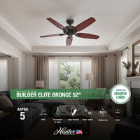 PACK X2 VENTILADOR DE TECHO HUNTER BUILDER ELITE BRONCE 52"