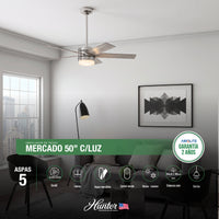 VENTILADOR DE TECHO MERCADO 50” C/LUZ Y C/REMOTO