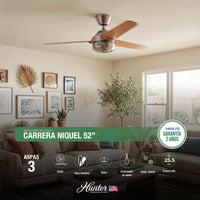 VENTILADOR DE TECHO HUNTER CARRERA NIQUEL 52