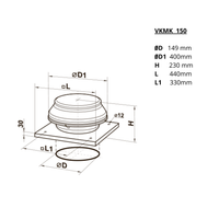 Ventilador Centrífugo de tejado Airolite VKMK 150